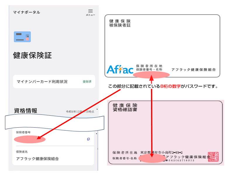 この部分に記載されている8桁の数字がパスワードです。